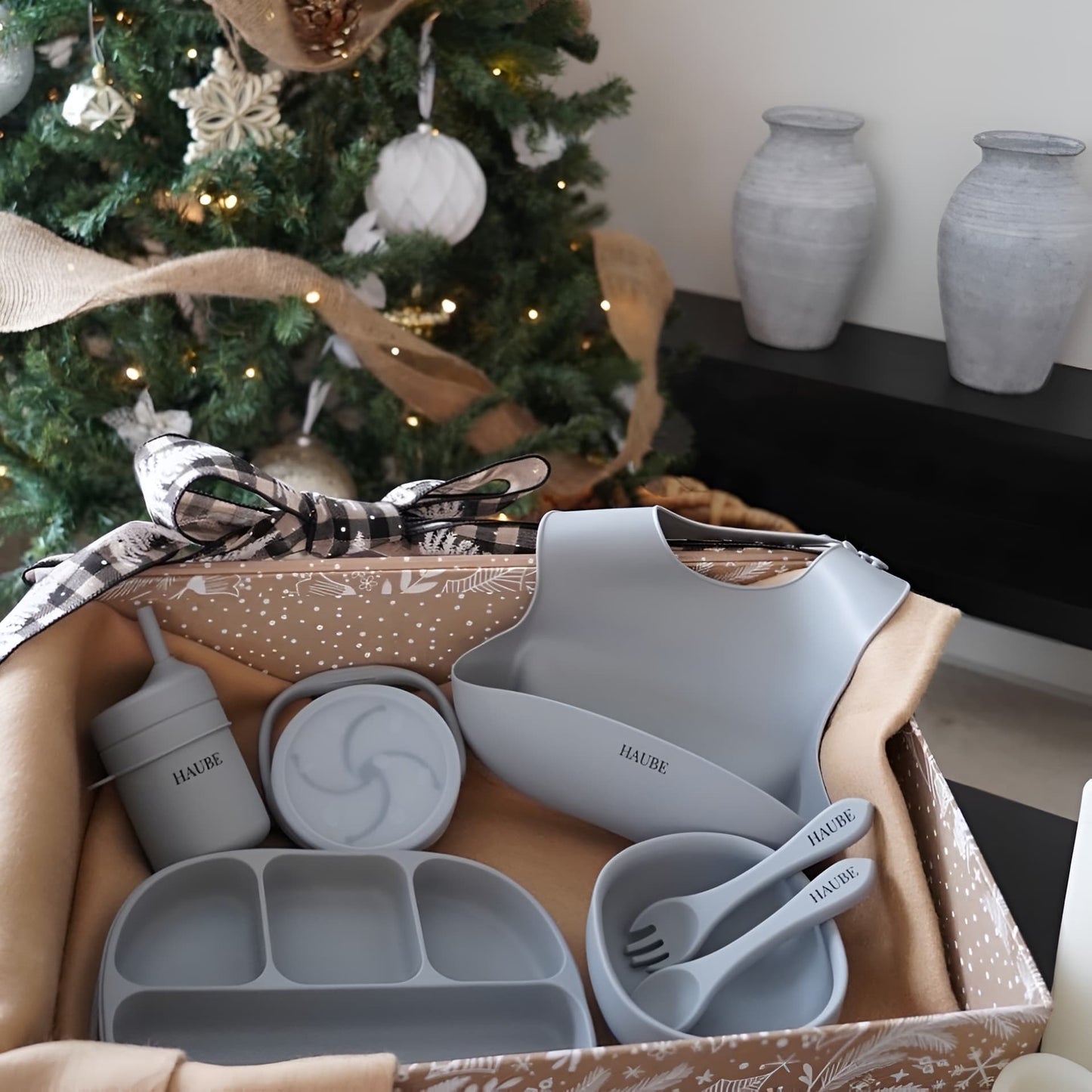 Ensemble vaisselle silicone bleu cadeau