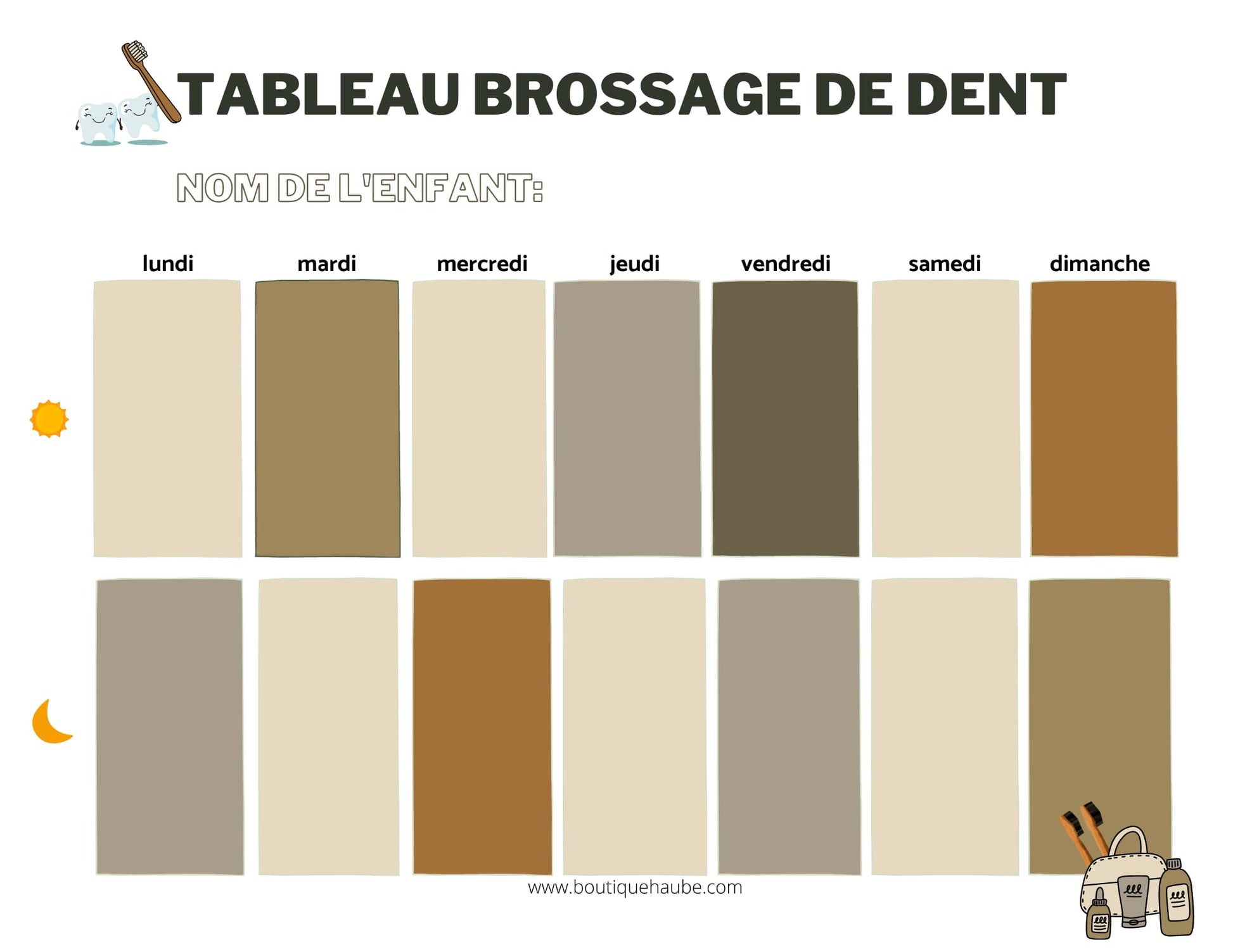 Calendrier de brossage de dent 