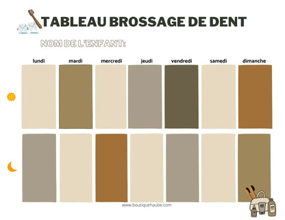 Calendrier de brossage de dent 